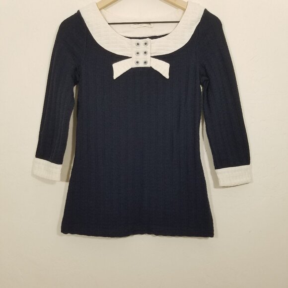 Pilcro and the Letterpress Navy Top Size S - Picture 1 of 6